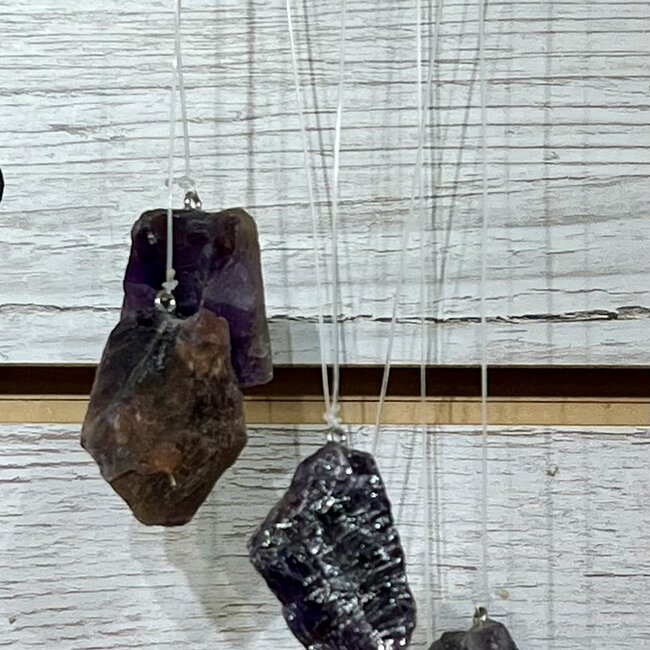 7pc Amethyst Rough Crystal Wind Chime, Windchime Mobile
