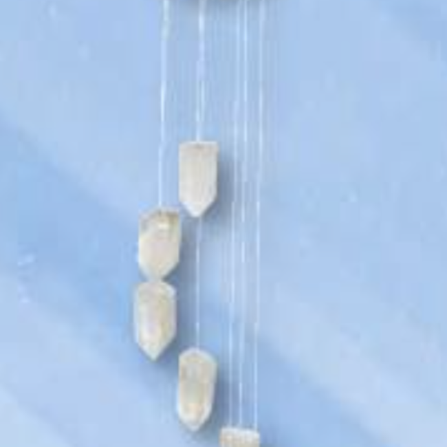 Clear Quartz Points Windchime Mobile 7pc Rough Crystal Wind Chime
