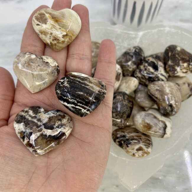 Chocolate (Coke) Calcite Puffy Hearts - Small