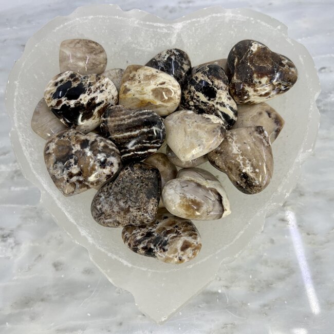 Chocolate (Coke) Calcite Puffy Hearts - Small