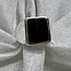 Black Tourmaline Mens Rings-Size 13 Square Bezel Set Sterling Silver