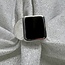 Black Tourmaline Mens Rings-Size 8 Square Bezel Set Sterling Silver