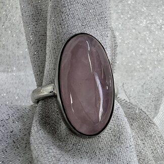 Rose Quartz Rings - Size 6.5 Oval - Sterling Silver