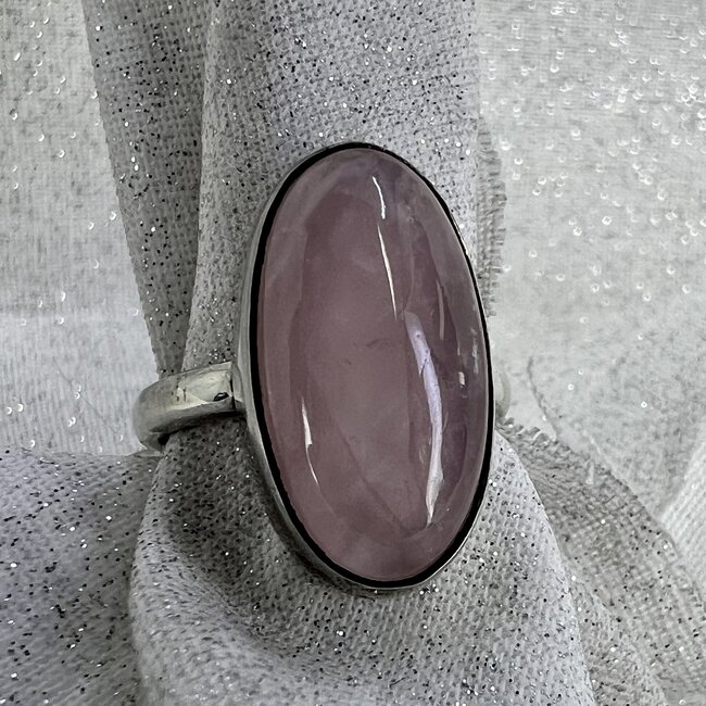 Rose Quartz Rings - Size 6.5 Oval - Sterling Silver