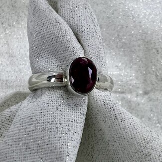 Ruby Ring Size 6-Oval Faceted Sterling Silver