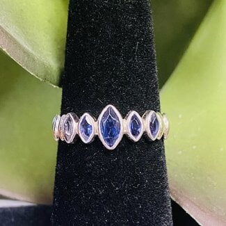 Iolite Ring-Size 7 Marquise Faceted 5 Stone-Sterling Silver