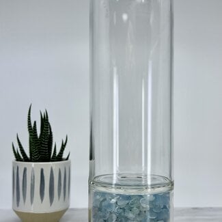 Aquamarine Glass Water Bottle Filled Chambered