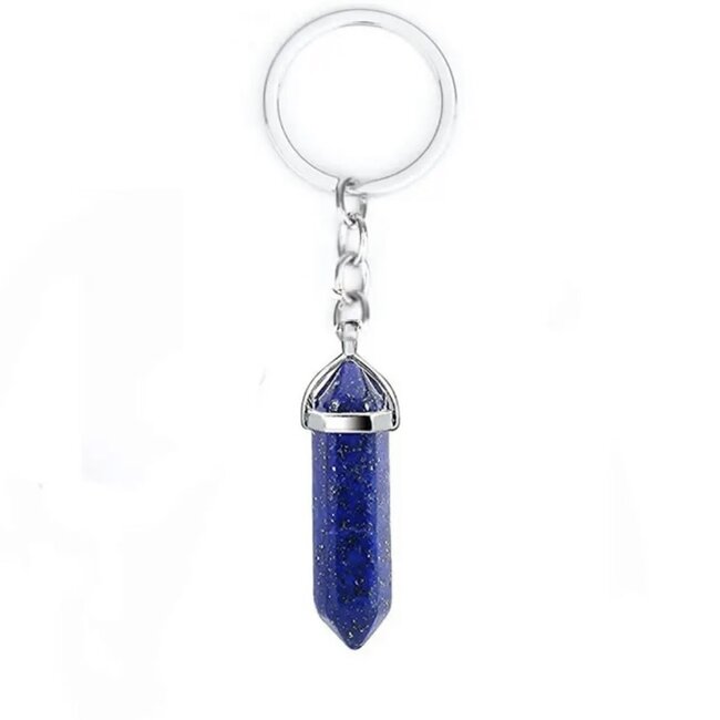 Lapis Lazuli Point Keychains - Hexagon