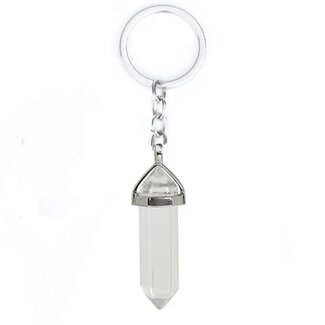 Clear (Crystal) Quartz Point Keychains - Hexagon