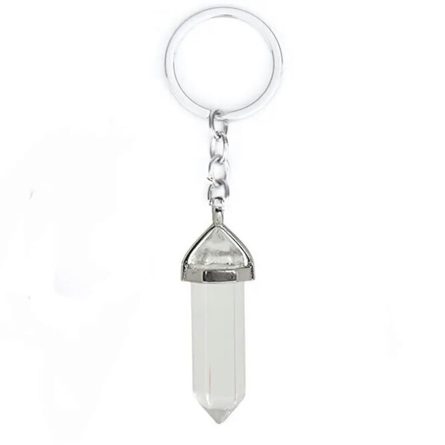 Clear (Crystal) Quartz Point Keychains - Hexagon