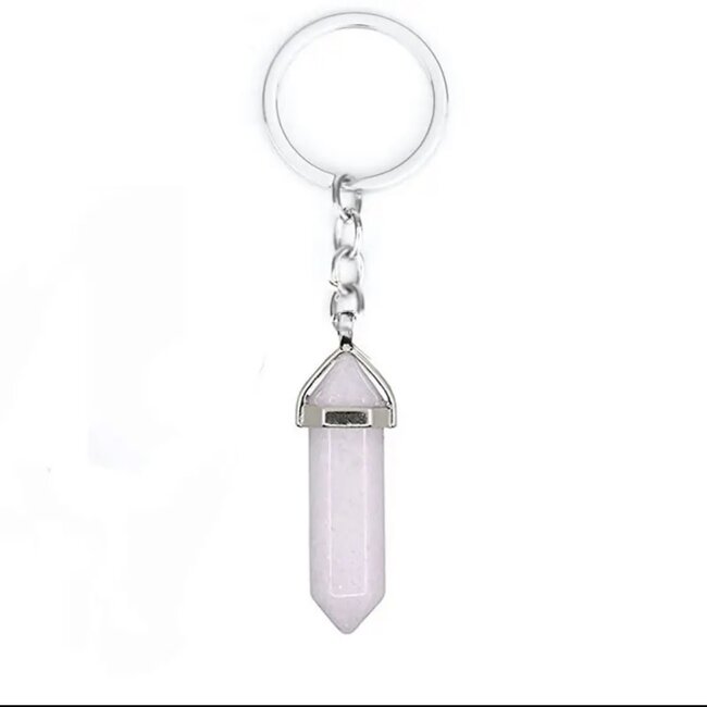 Rose Quartz Point Keychains - Hexagon