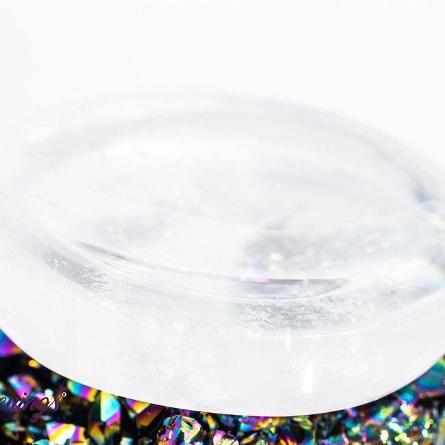 Clear (Crystal) Quartz Dish Sphere Stand - 2-2.5" Bowl Jewelry Trinket Tray Decor