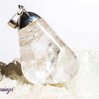 Clear (Crystal) Quartz Pendant - Tumbled Silver Cap