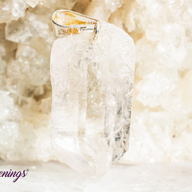 Clear Quartz Pendants -  Point 1" Rough Raw Natural - Silver Plated