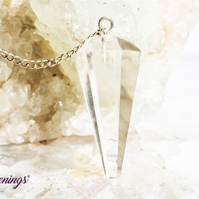 Clear (Crystal) Quartz Pendulums - Dowsing Hexagonal Faceted Point Divination - Silver Chain Crystal Gemstone
