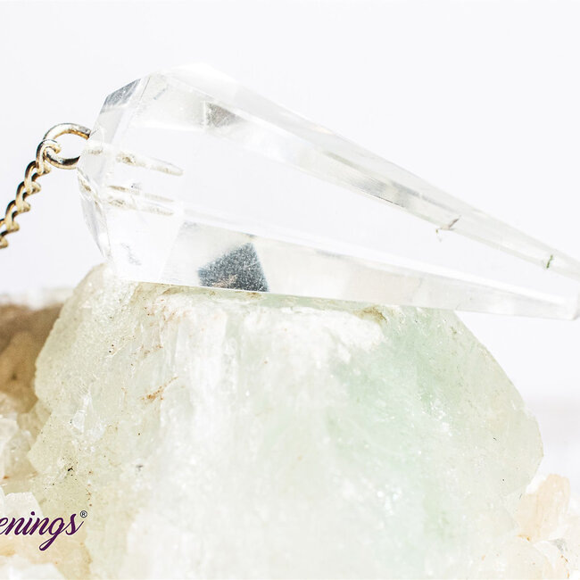 Clear (Crystal) Quartz Pendulums - Dowsing Hexagonal Faceted Point Divination - Silver Chain Crystal Gemstone