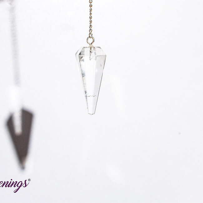Clear (Crystal) Quartz Pendulums - Dowsing Hexagonal Faceted Point Divination - Silver Chain Crystal Gemstone