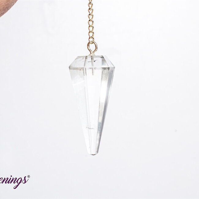 Clear (Crystal) Quartz Pendulums - Dowsing Hexagonal Faceted Point Divination - Silver Chain Crystal Gemstone