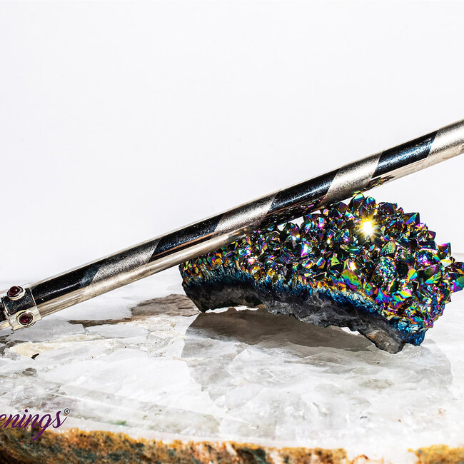 Healing Wand in Silver with Clear Quartz and Decorative Stones 8"