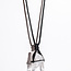 Clear (Crystal) Quartz Rough Point Necklace - Black Wax Cord Adjustable