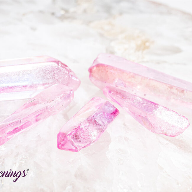 Pink (Rose) Aura Clear Crystal Quartz - Points Rough Raw