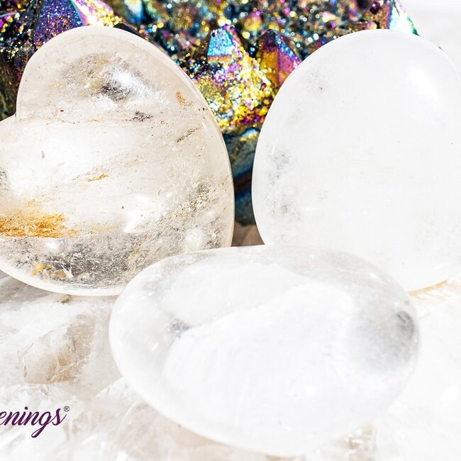 Clear Quartz Puffy Hearts - Medium