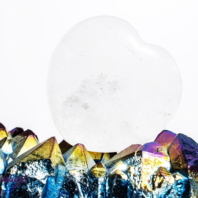 Clear Quartz Puffy Hearts - Medium