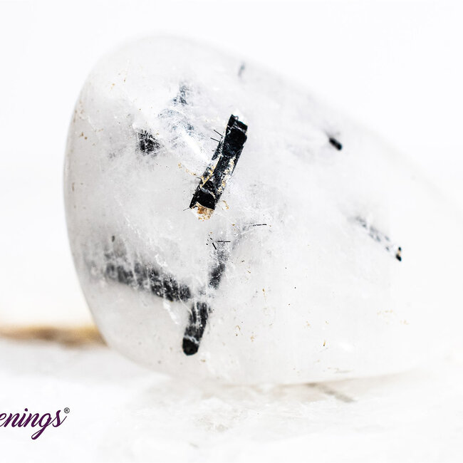 Black Tourmaline in Clear Quartz (Tourmalated Tourmalinated Rutilated Quartz) - Tumbled