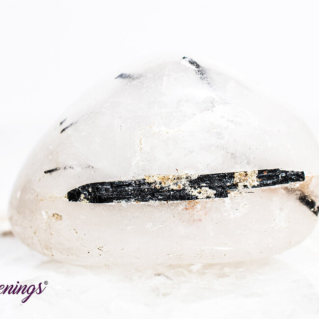 Black Tourmaline in Clear Quartz (Tourmalated Tourmalinated Rutilated Quartz) - Tumbled