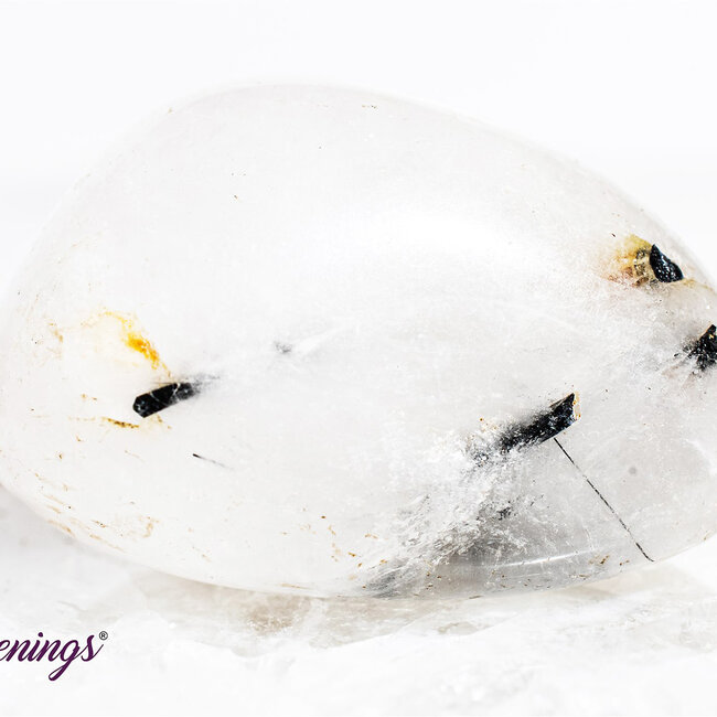 Black Tourmaline in Clear Quartz (Tourmalated Tourmalinated Rutilated Quartz) - Tumbled