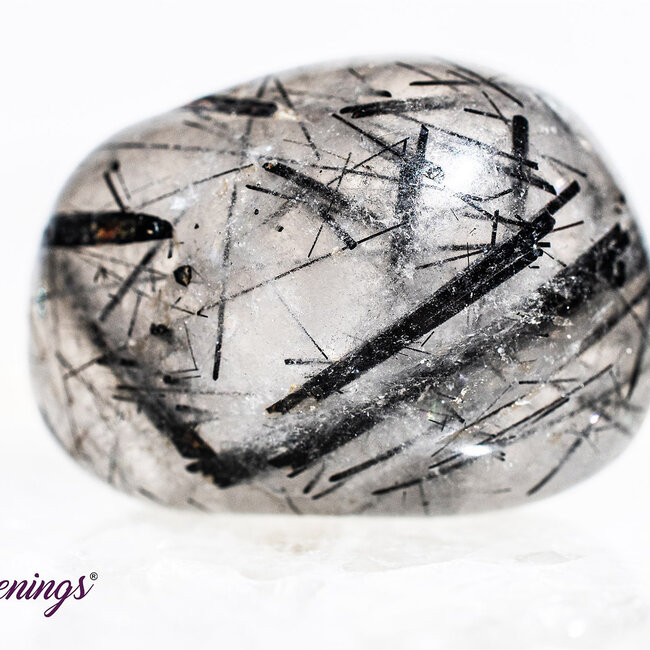 Black Tourmaline in Clear Quartz (Tourmalated Tourmalinated Rutilated Quartz) - Tumbled