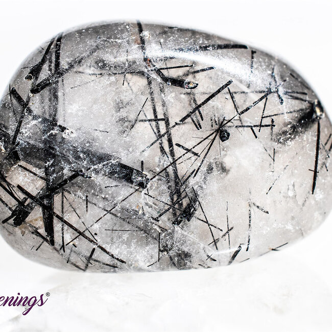 Black Tourmaline in Clear Quartz (Tourmalated Tourmalinated Rutilated Quartz) - Tumbled