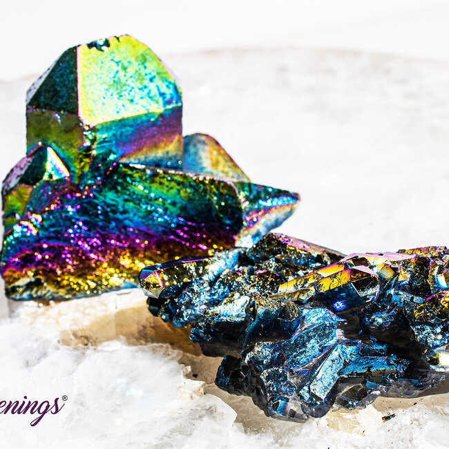 Titanium Aura Clear Quartz Cluster - Small Rough Raw Natural