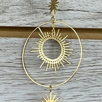 Crystal Prism Suncatcher Sun Catcher Sun & Moon - Window Mirror Home Decor - Faceted Point Gold