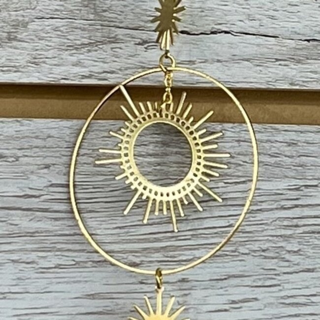 Crystal Prism Suncatcher Sun Catcher Sun & Moon - Window Mirror Home Decor - Faceted Point Gold