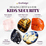 Kids Security - Crystal Kits Set Bundle Pack - Black Tourmaline Carnelian Rose Quartz Gold Tigers Eye Sodalite