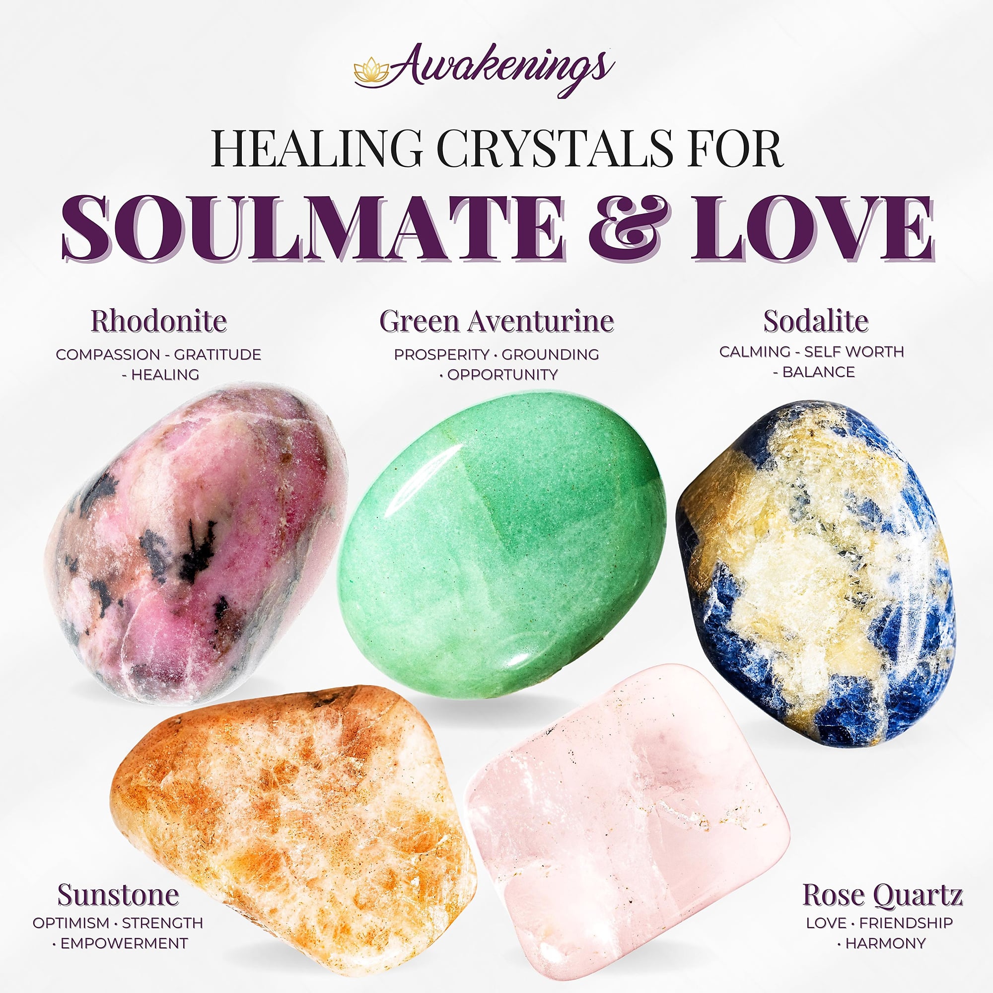 Soulmate & Love - Crystal Kits Set Bundle Pack Rhodonite Green Aventur ...