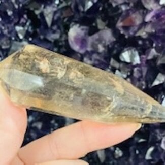 Smoky Quartz Vogel Double Terminated Point-12 Sided Small Wand Root Smokey
