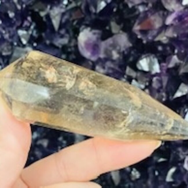 Smoky (Smokey) Quartz Vogel Double Terminated Point-12 Sided Small Wand Root