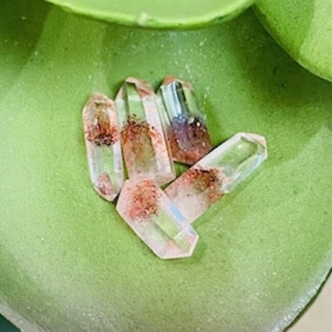 Red Hematite Phantoms Inclusion in Clear Quartz Point - Small