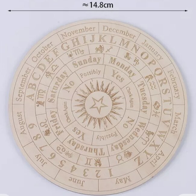 Pendulum Board - Wood Astrology Divination Month Numbers