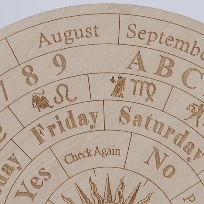 Pendulum Board - Wood Astrology Divination Month Numbers
