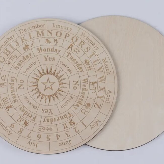 Pendulum Board - Wood Astrology Divination Month Numbers