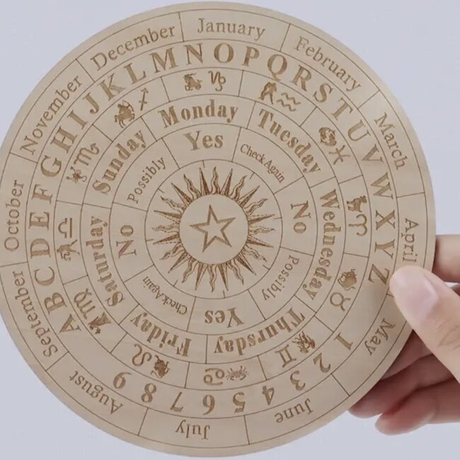 Pendulum Board - Wood Astrology Divination Month Numbers