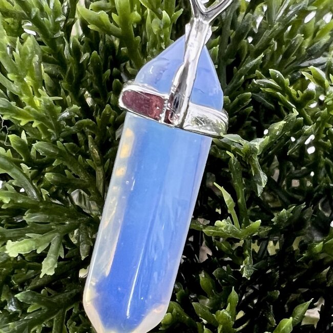 Opalite Necklaces - Point on Bead Chain 18" Silver Plated