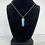 Opalite Necklace-Point on Bead Chain 18" Silver Plated