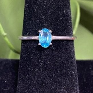 Blue Apatite (Paribha) Ring-Size 9 Oval Faceted-Sterling Silver