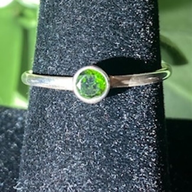 Chrome Diopside Ring - Size 7 Round Circle Sterling Silver