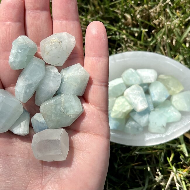 Blue Aquamarine Polished Faceted - Tumbled
