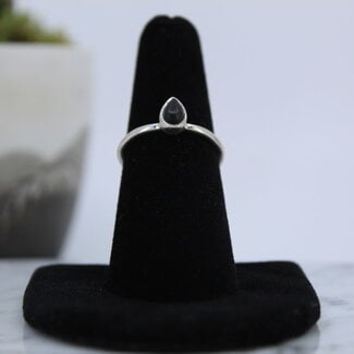 Shungite Ring-Teardrop/Pear Size 4 Sterling Silver